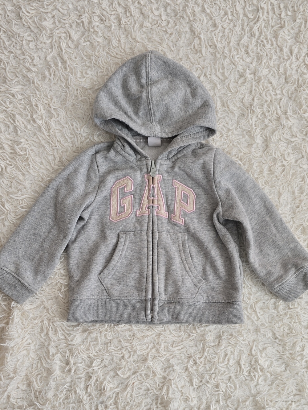 GAP Gray Hoodie with Light Pink Logo